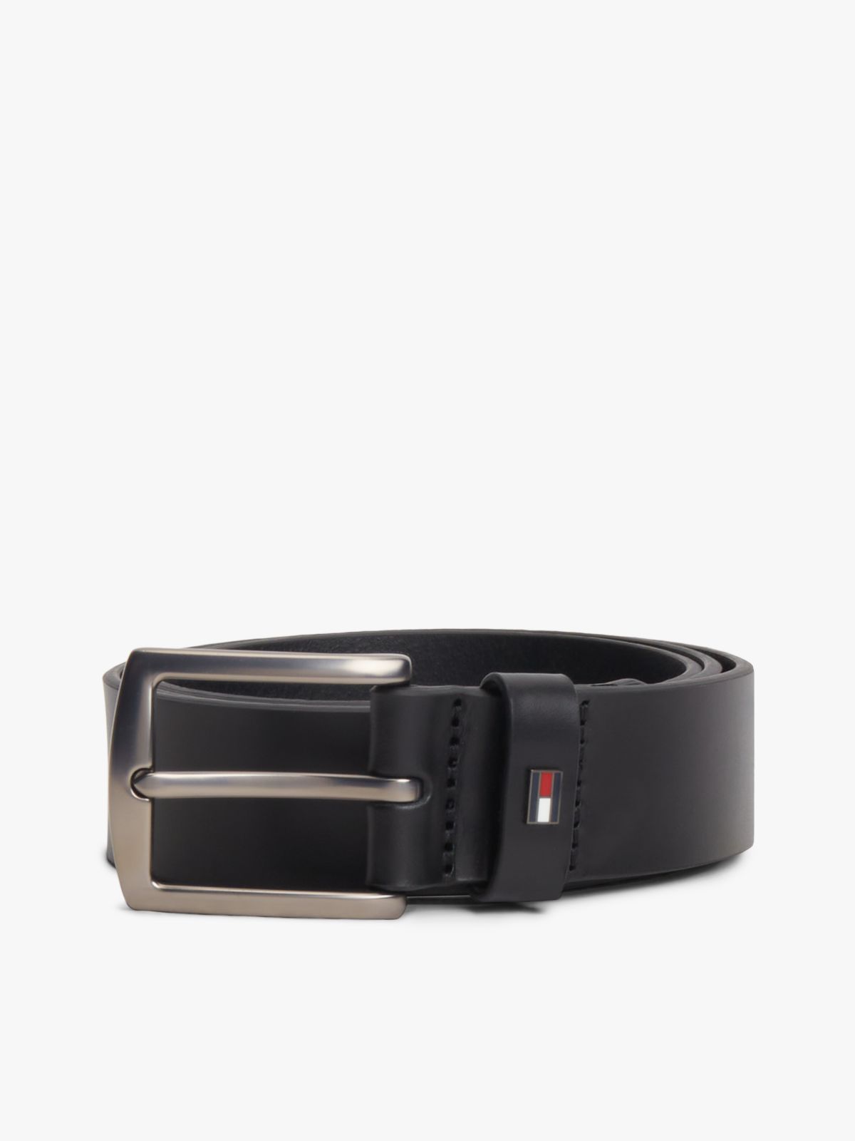 Denton Enamel Flag Leather Belt — Black