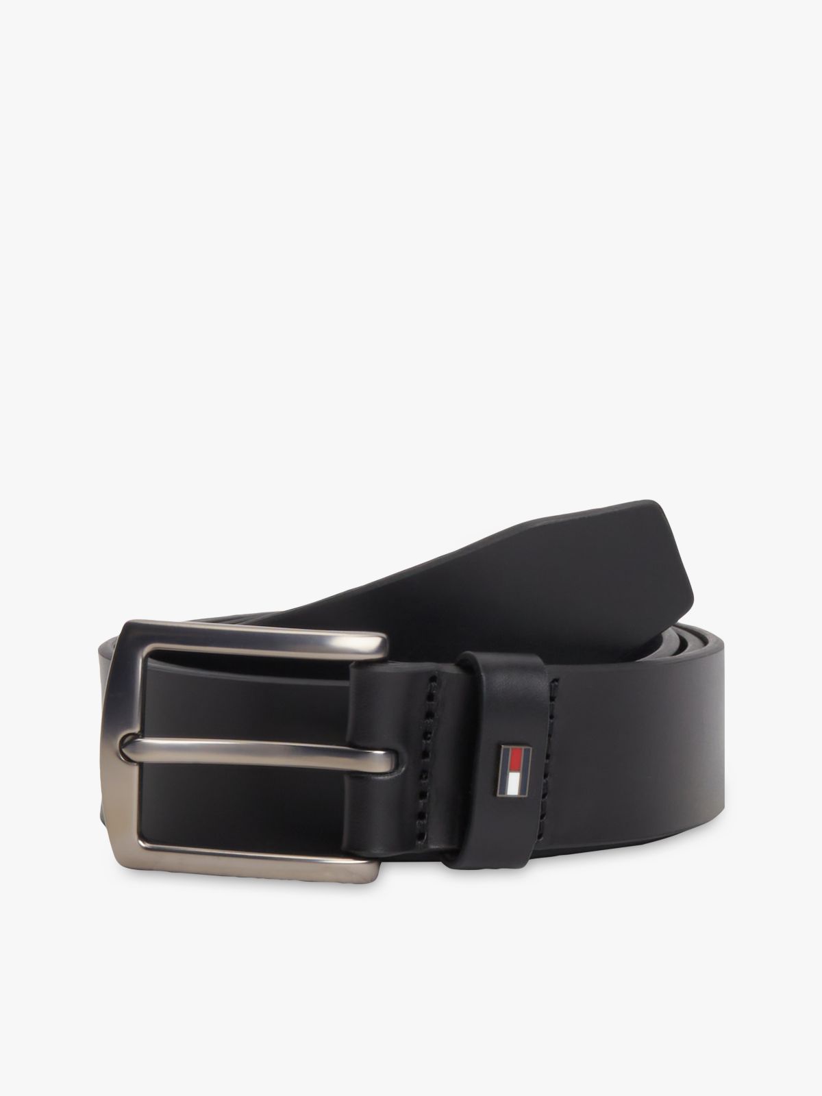 Denton Enamel Flag Leather Belt — Black