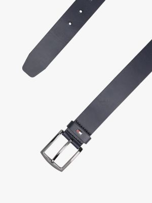 ceinture en cuir à boucle carrée et drapeau bleu pour hommes tommy hilfiger