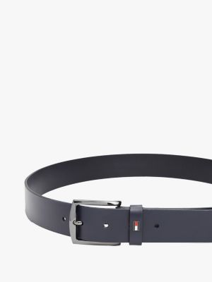 ceinture en cuir à boucle carrée et drapeau bleu pour hommes tommy hilfiger