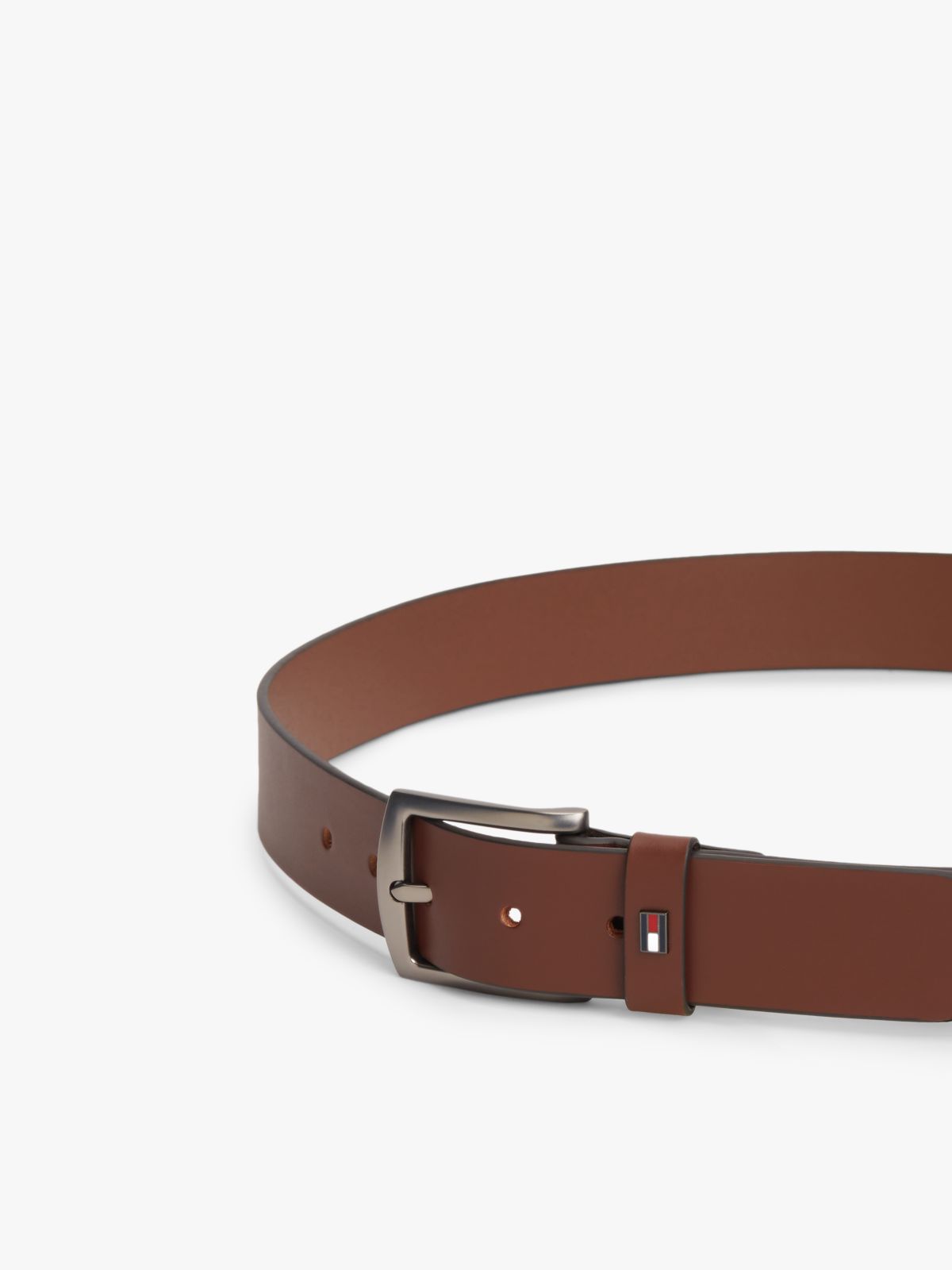 Denton Enamel Flag Leather Belt — Brown