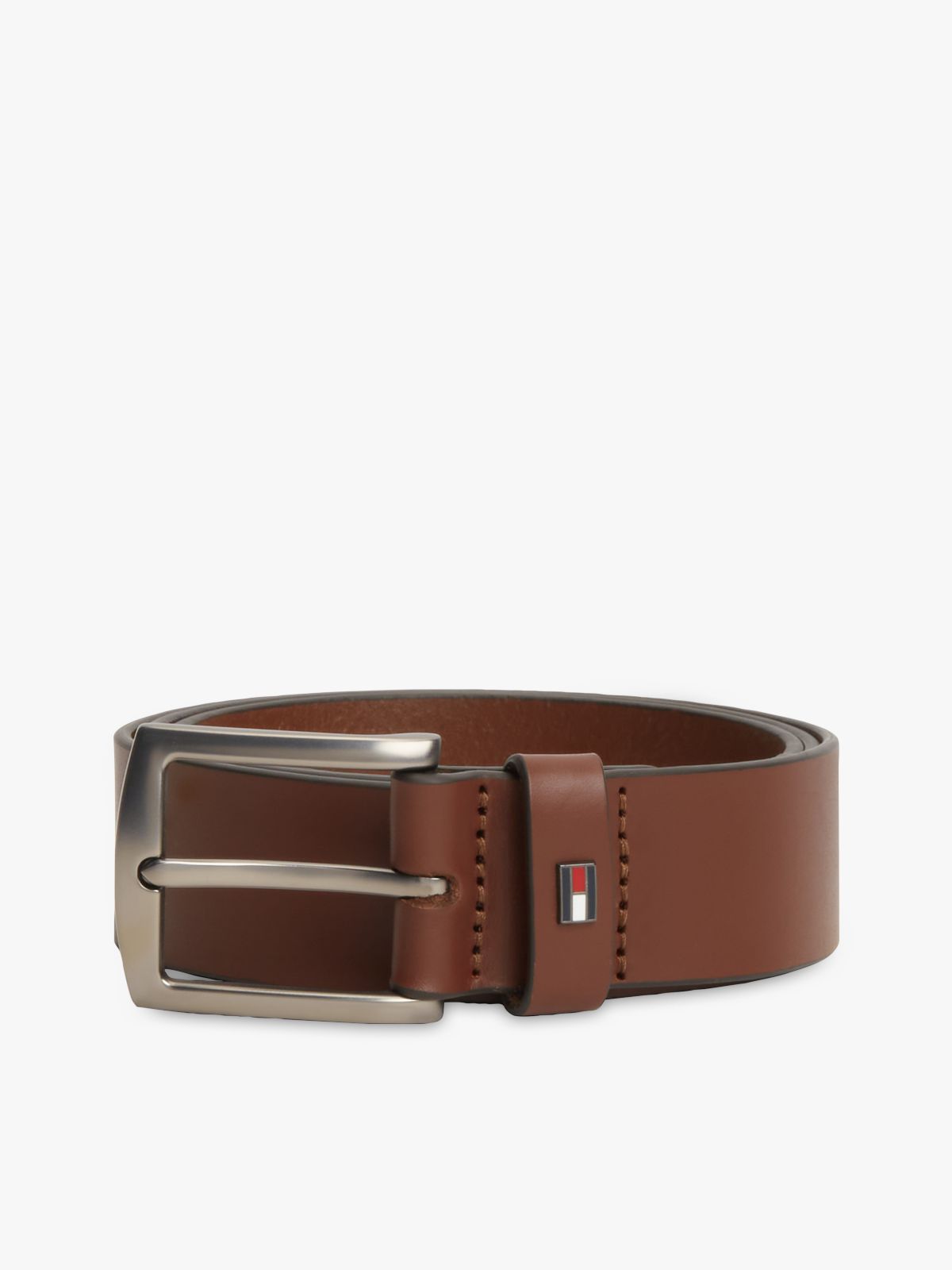 Denton Enamel Flag Leather Belt — Brown