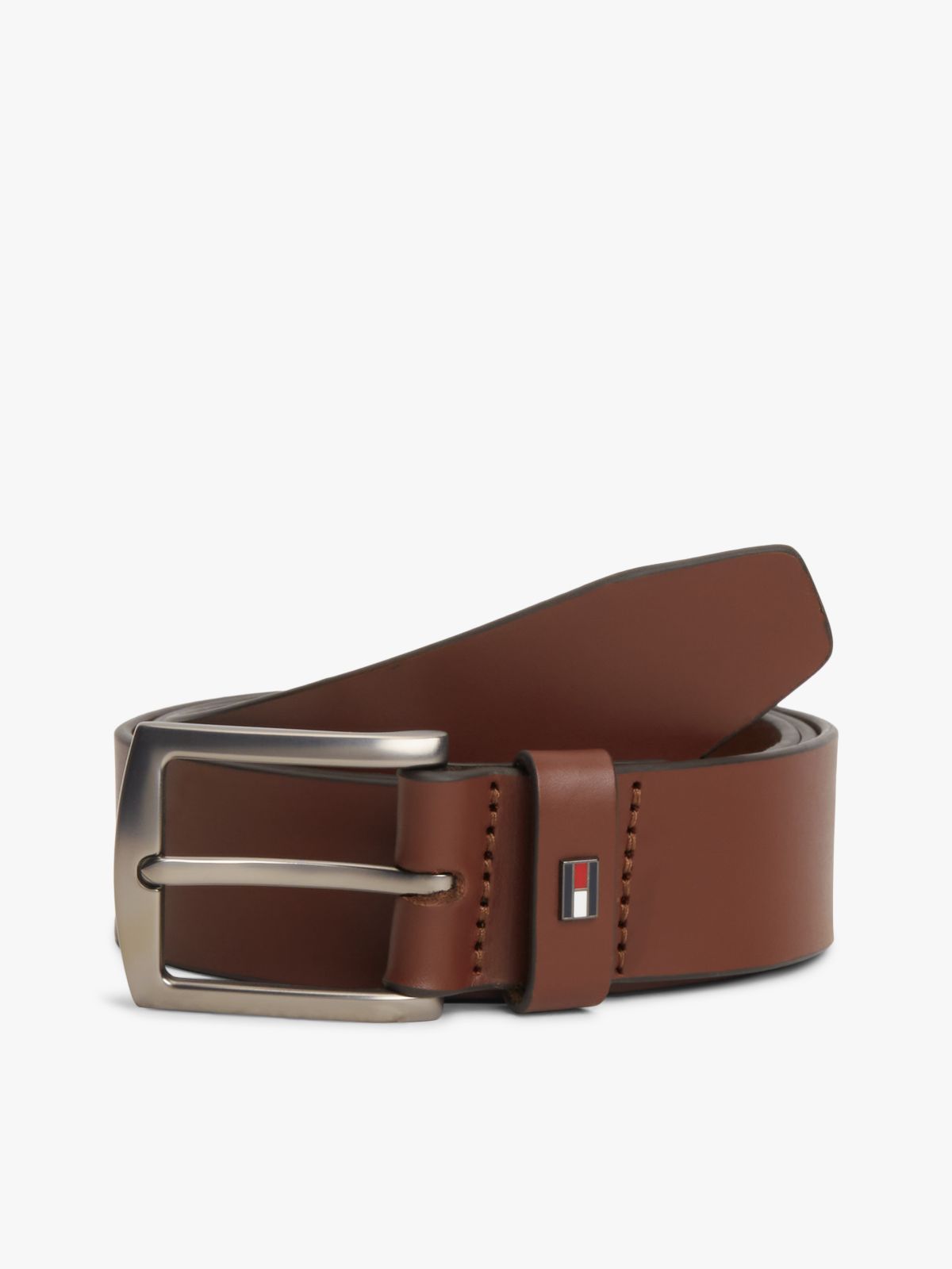 Denton Enamel Flag Leather Belt — Brown