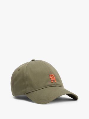 cappello da baseball th monogram khaki da uomini tommy hilfiger