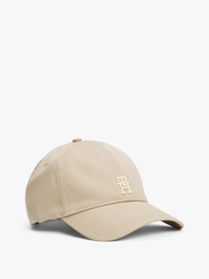 beige contrast th monogram baseball cap for men tommy hilfiger