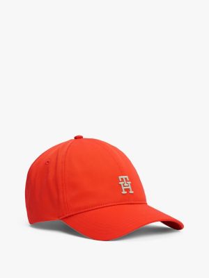 cappello da baseball th monogram orange da uomini tommy hilfiger