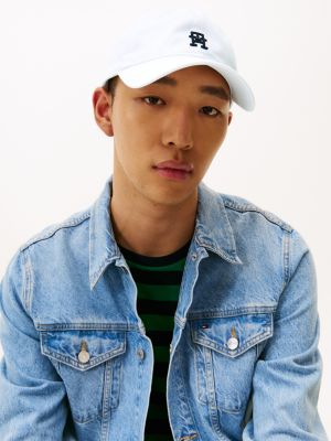 white contrast th monogram baseball cap for men tommy hilfiger