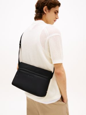 schwarz messenger-bag mit gurtband-schulterriemen für herren - tommy hilfiger