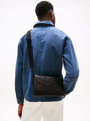 black th business leather crossbody bag for men tommy hilfiger