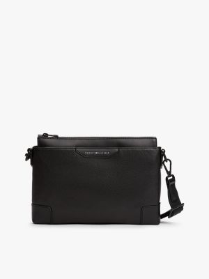 black th business leather crossbody bag for men tommy hilfiger