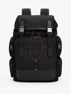 black toggle cord flap backpack for men tommy hilfiger