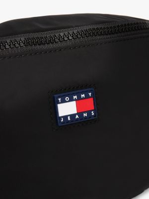 schwarz gürteltasche mit gummiertem logo für herren - tommy jeans