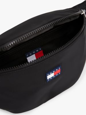 schwarz gürteltasche mit gummiertem logo für herren - tommy jeans