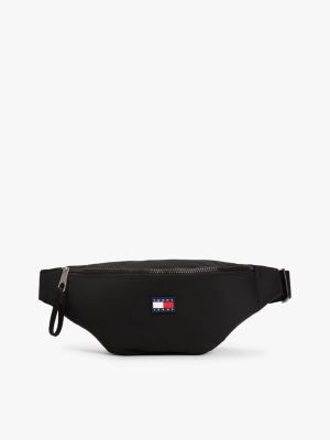 black gürteltasche mit gummiertem logo für herren - tommy jeans