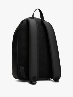 black kuppelförmiger rucksack mit strukturiertem logo für herren - tommy hilfiger