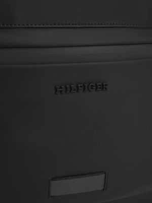 black textured logo smooth dome backpack for men tommy hilfiger