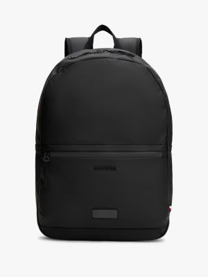 sac à dos arrondi lisse à logo texturé black pour hommes tommy hilfiger