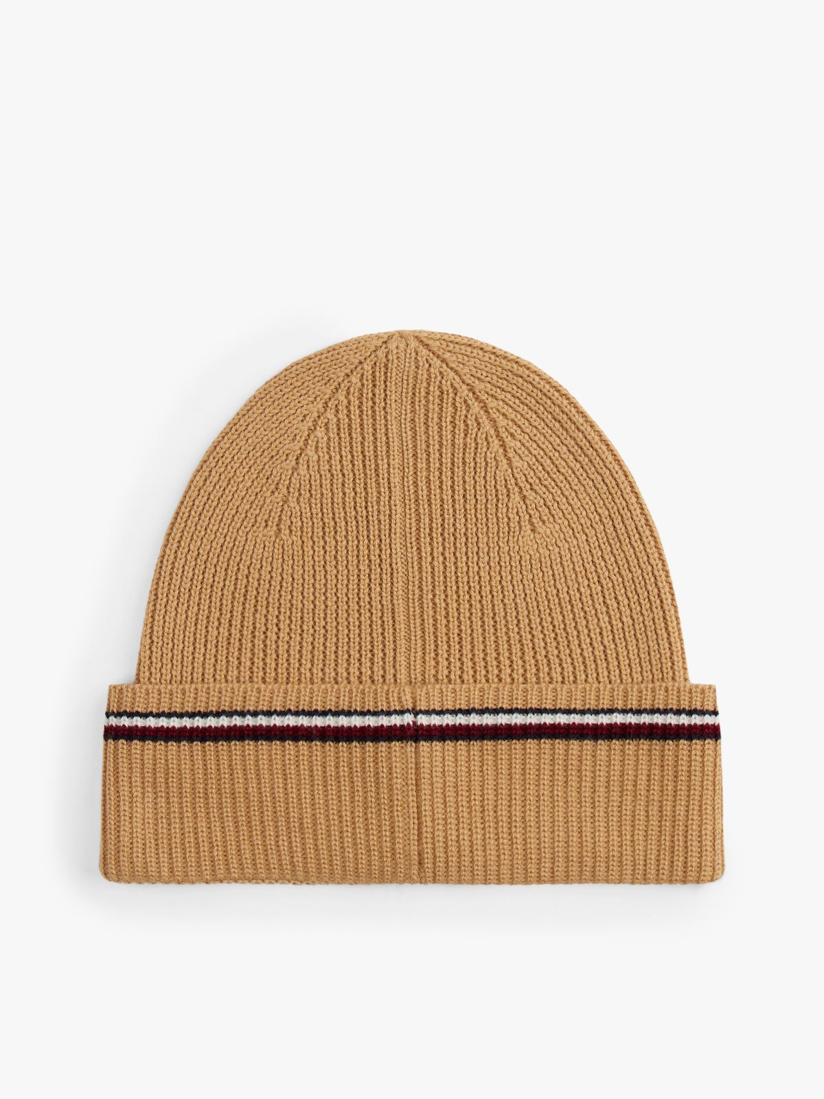 Signature Tape Wool Blend Beanie — Beige