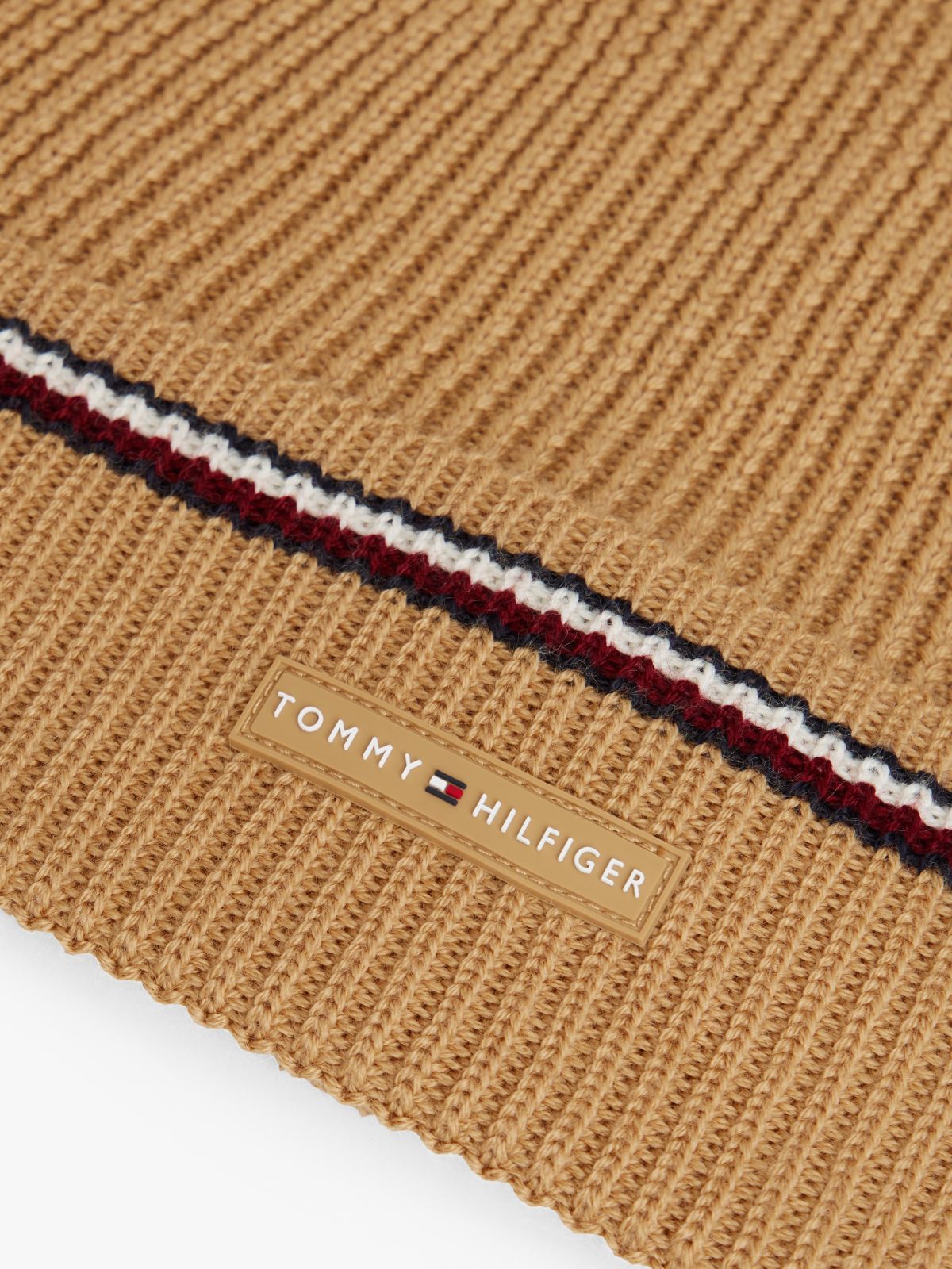 Signature Tape Wool Blend Beanie — Beige