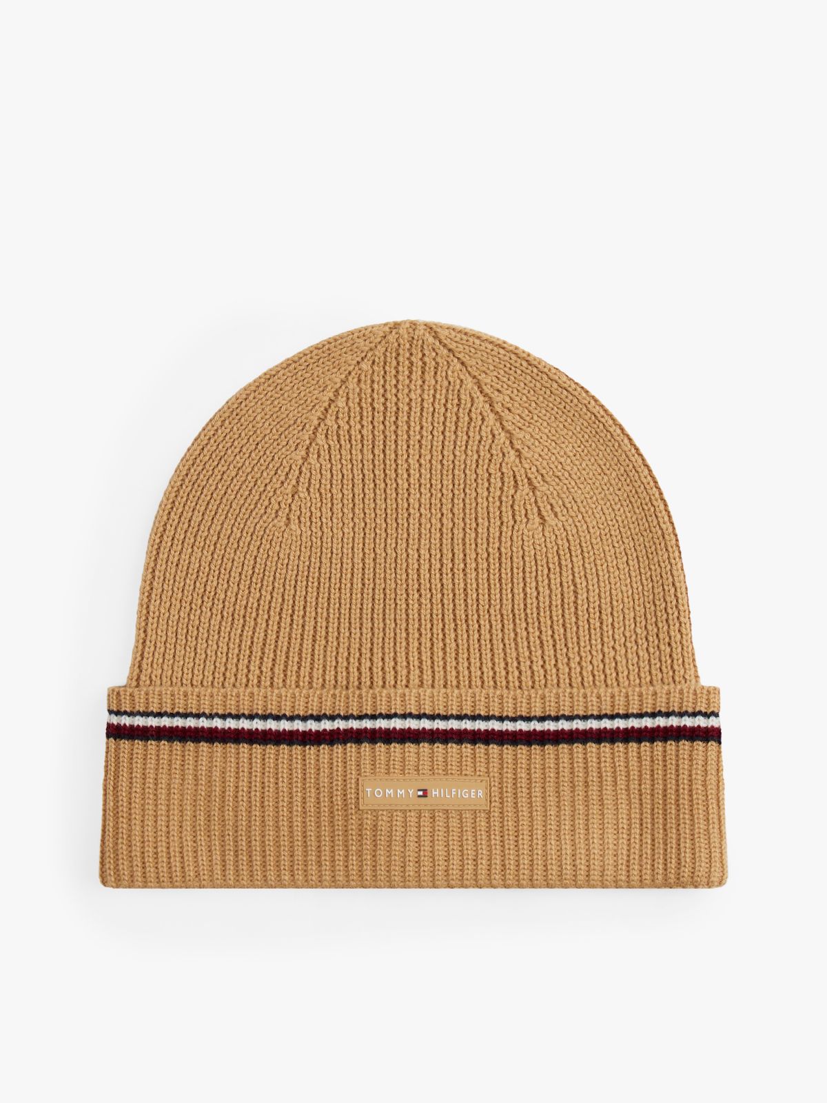 Signature Tape Wool Blend Beanie — Beige