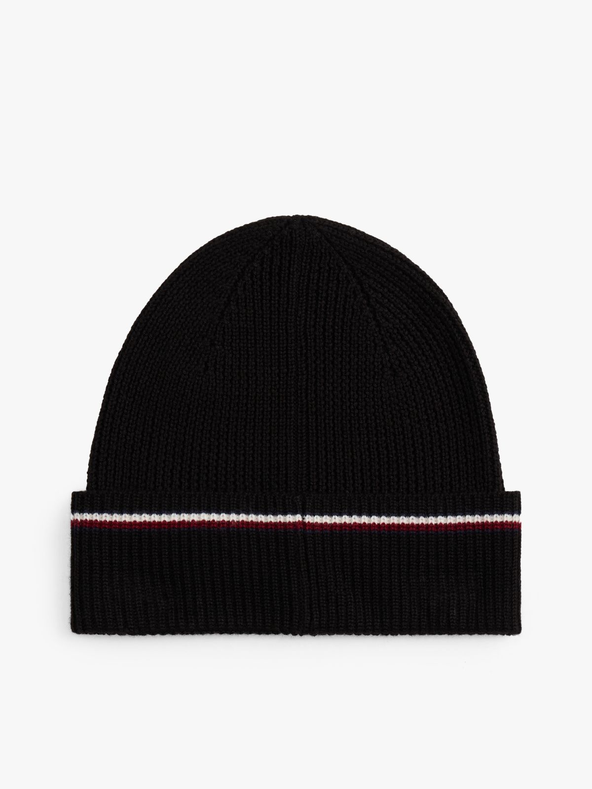 Signature Tape Wool Blend Beanie — Black