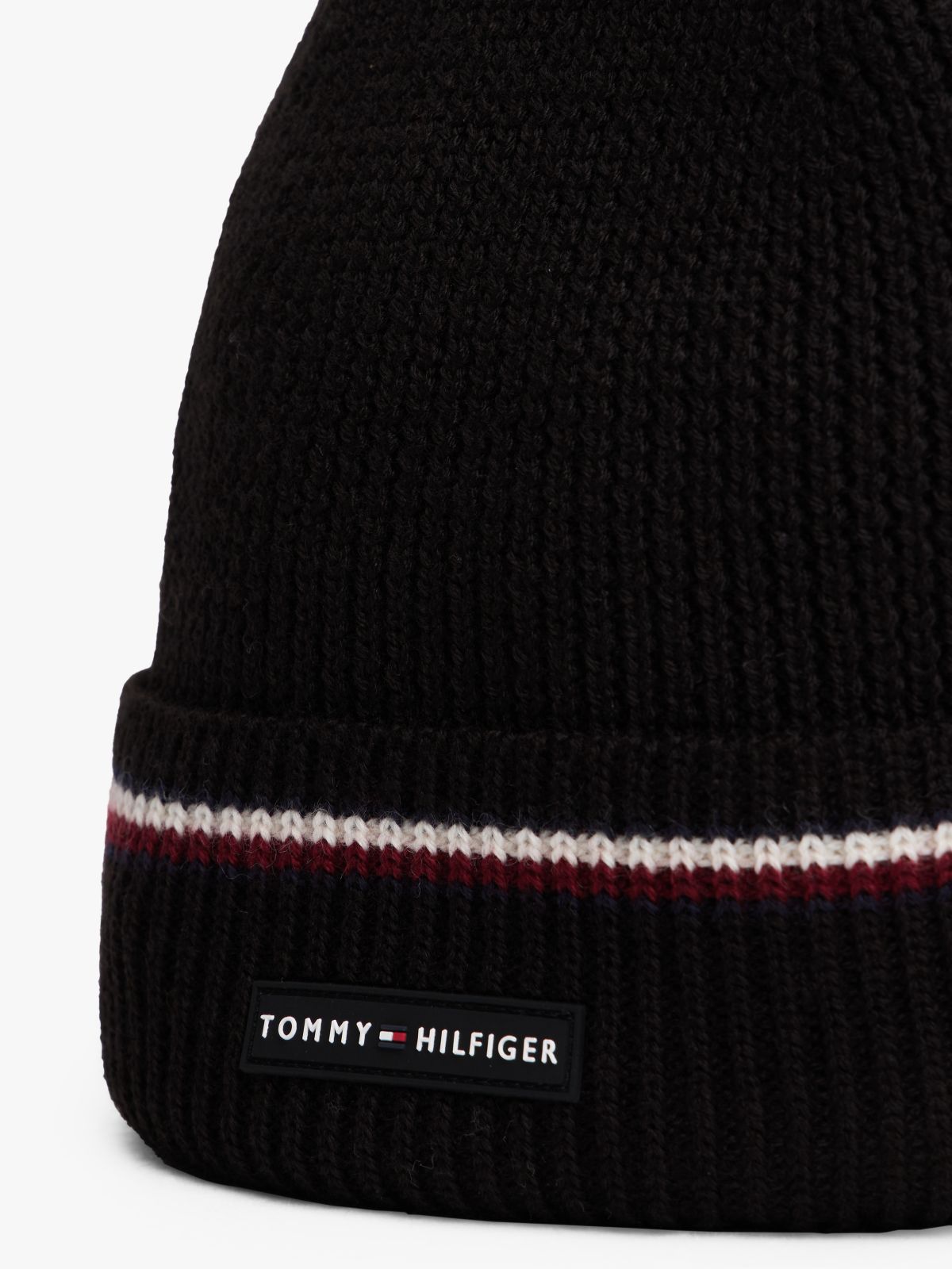 Signature Tape Wool Blend Beanie — Black