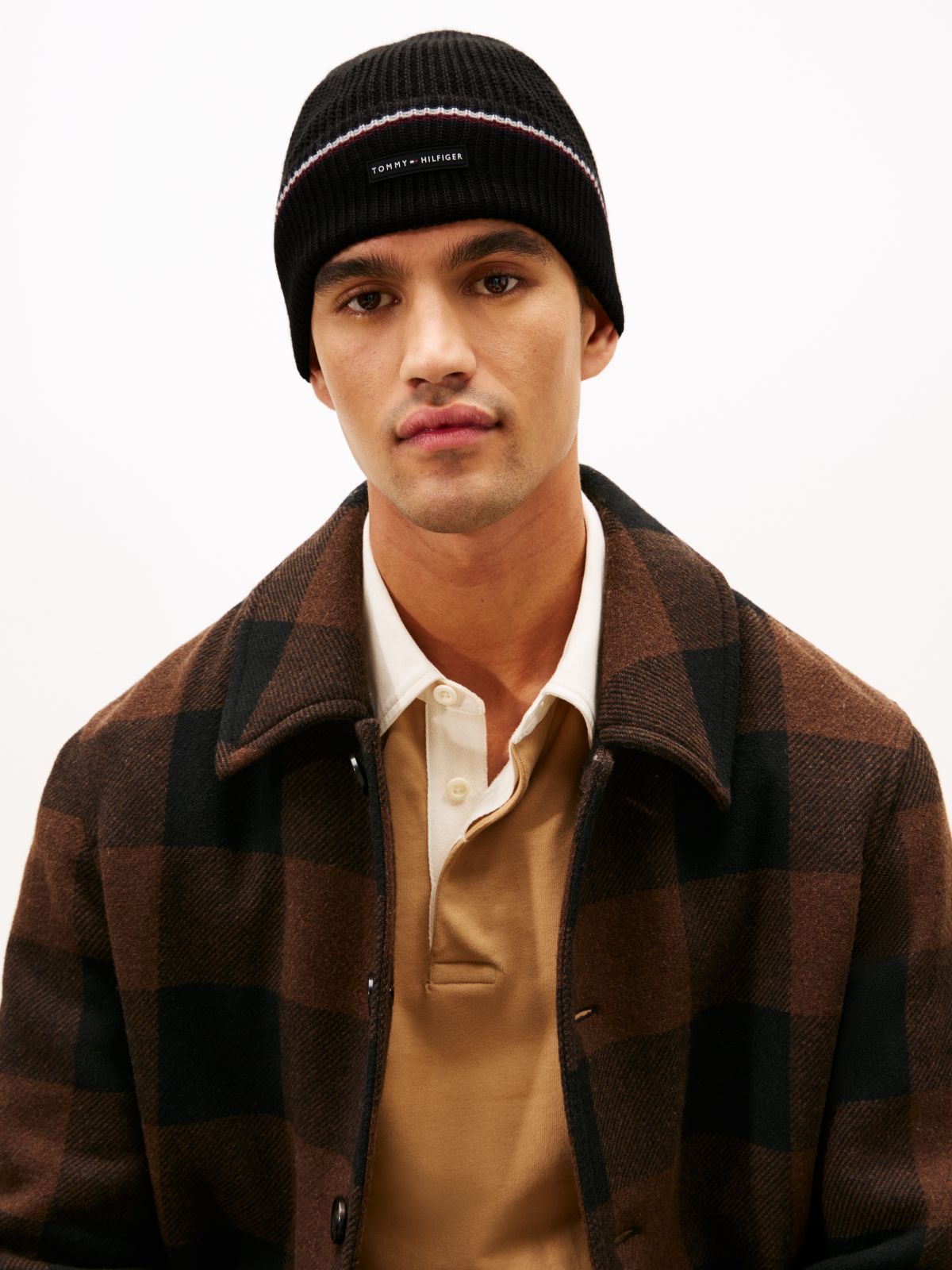 Signature Tape Wool Blend Beanie — Black