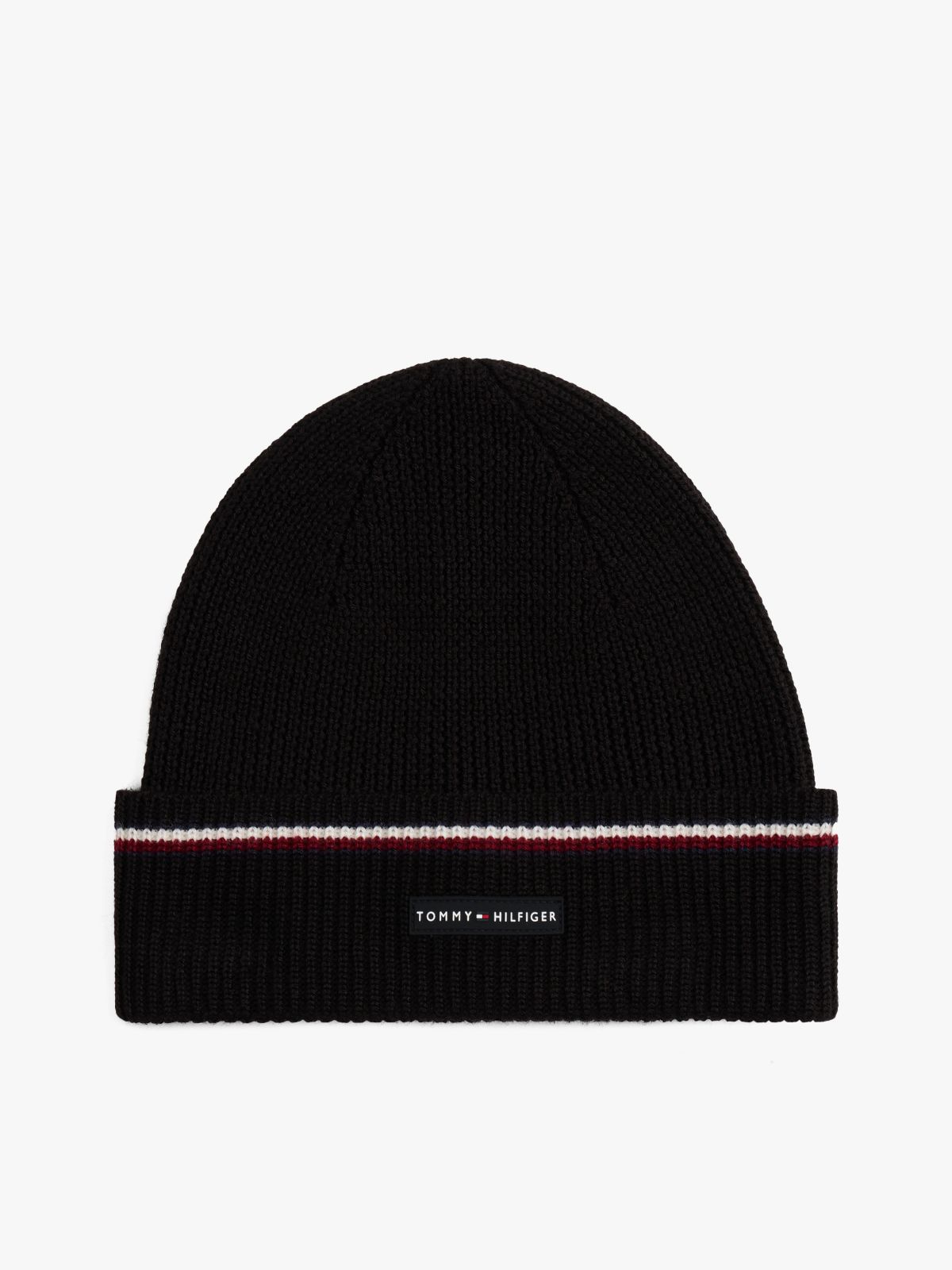 Signature Tape Wool Blend Beanie — Black