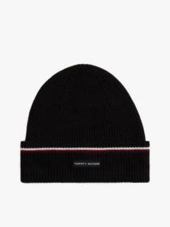 Signature Tape Wool Blend Beanie — Black 1