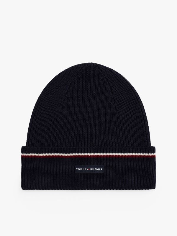 Signature Tape Wool Blend Beanie — Blue