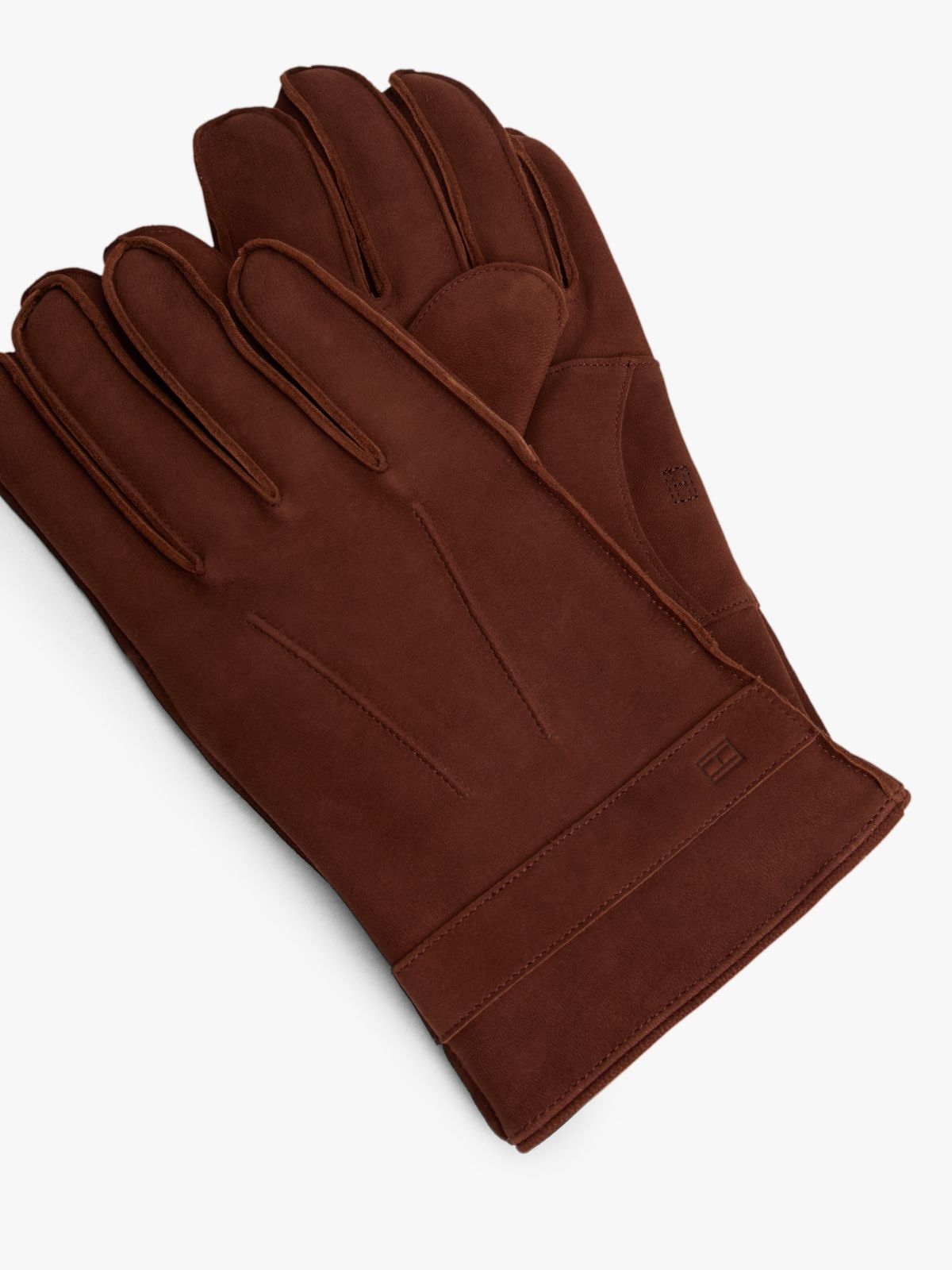 Hilfiger Flag Leather Gloves — Brown