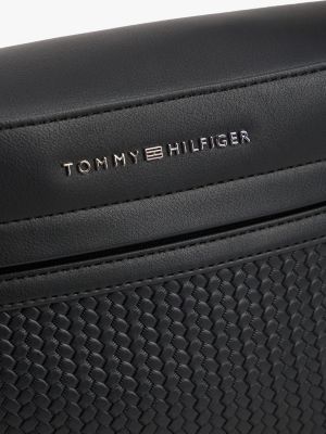 black metal logo woven bum bag for men tommy hilfiger