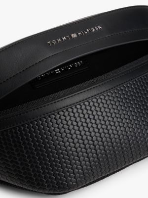 black metal logo woven bum bag for men tommy hilfiger