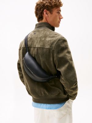 black metal logo woven bum bag for men tommy hilfiger