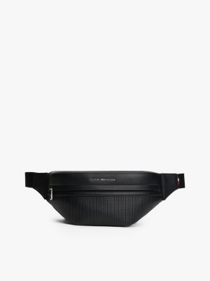black metal logo woven bum bag for men tommy hilfiger