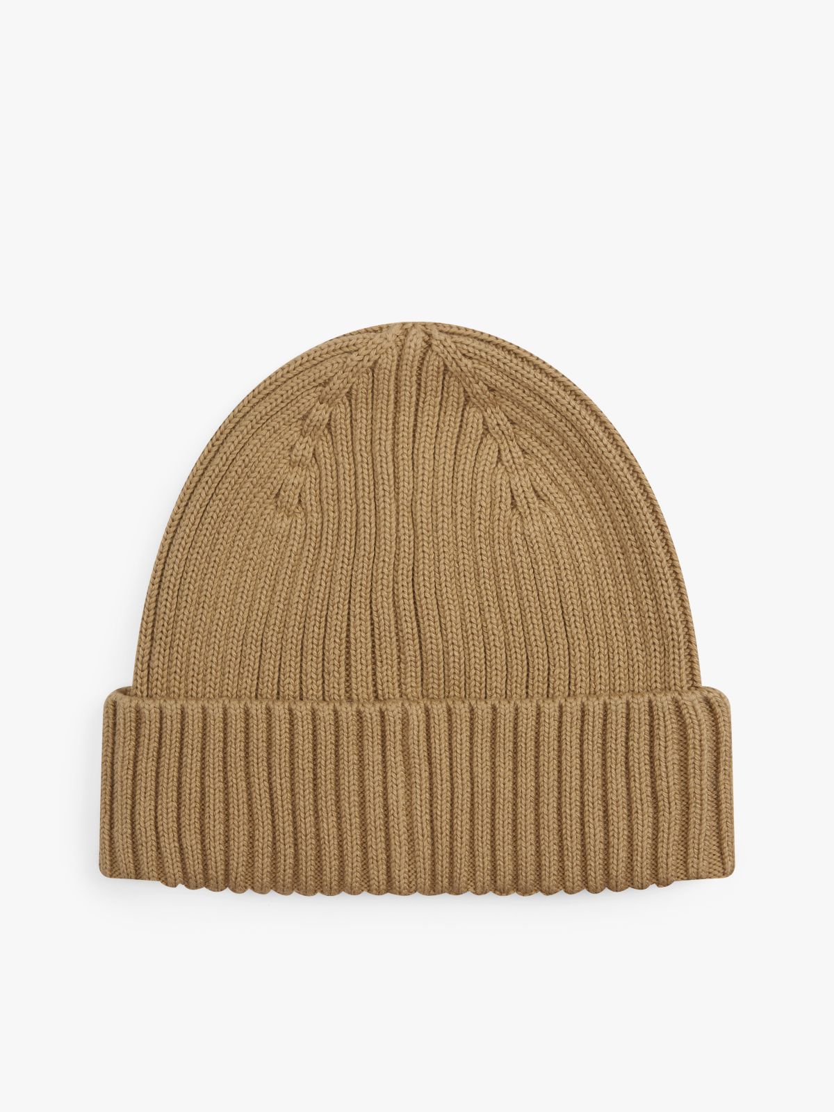 Heritage Logo Rib-Knit Beanie — Beige