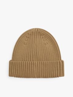 Heritage Logo Rib-Knit Beanie — Beige 2