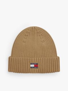 Heritage Logo Rib-Knit Beanie — Beige 1