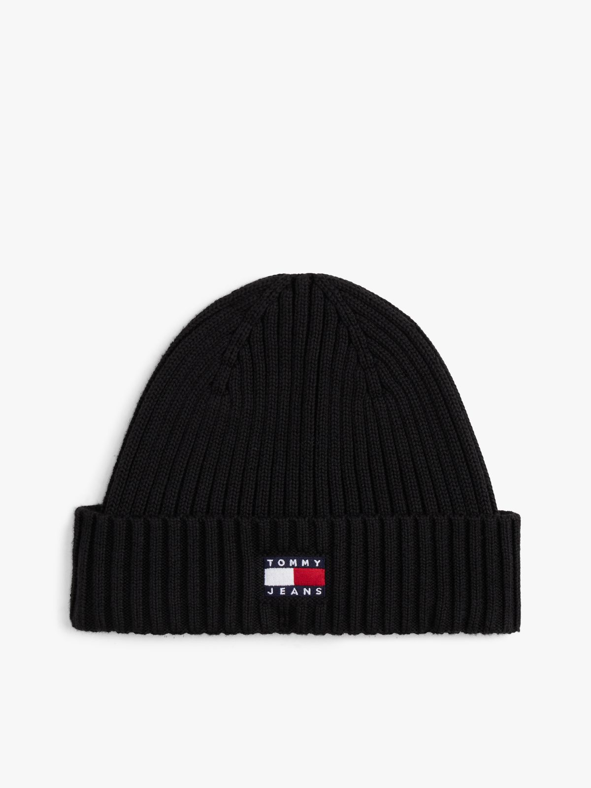 Heritage Logo Rib-Knit Beanie — Black
