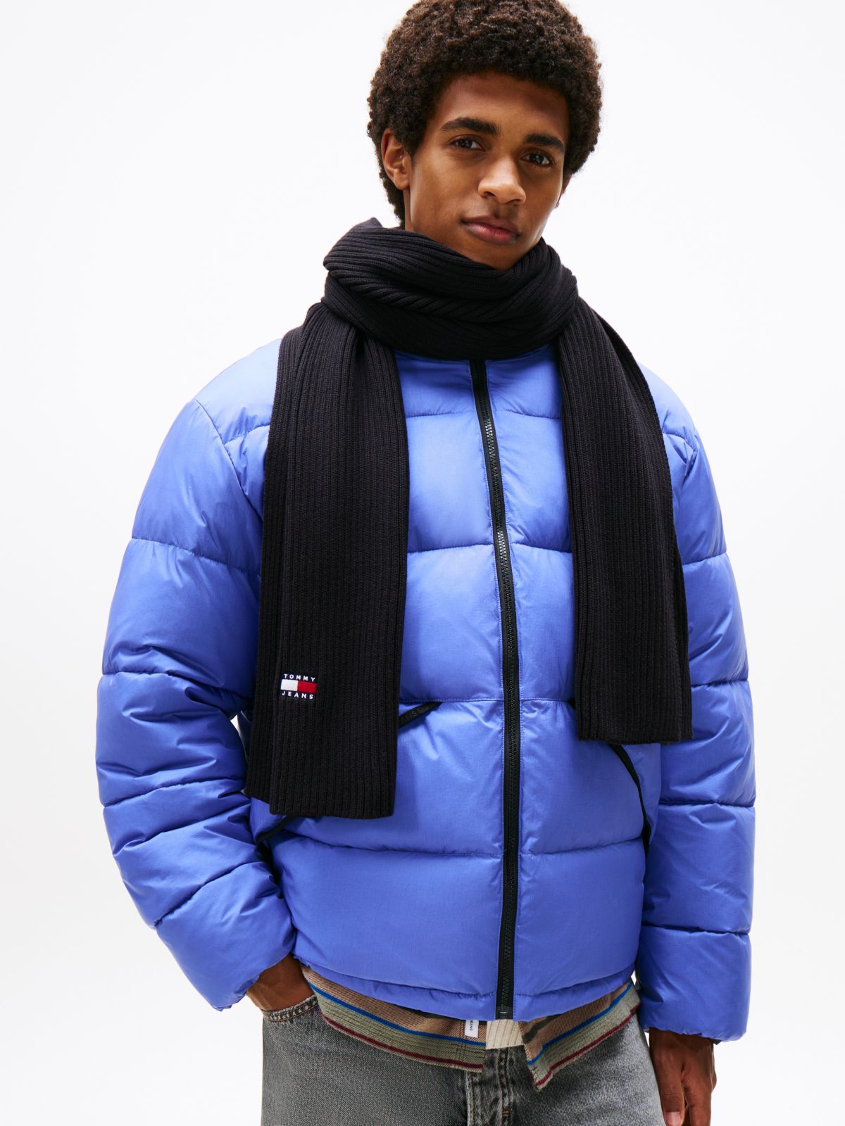 Heritage Logo Rib-Knit Scarf — Black