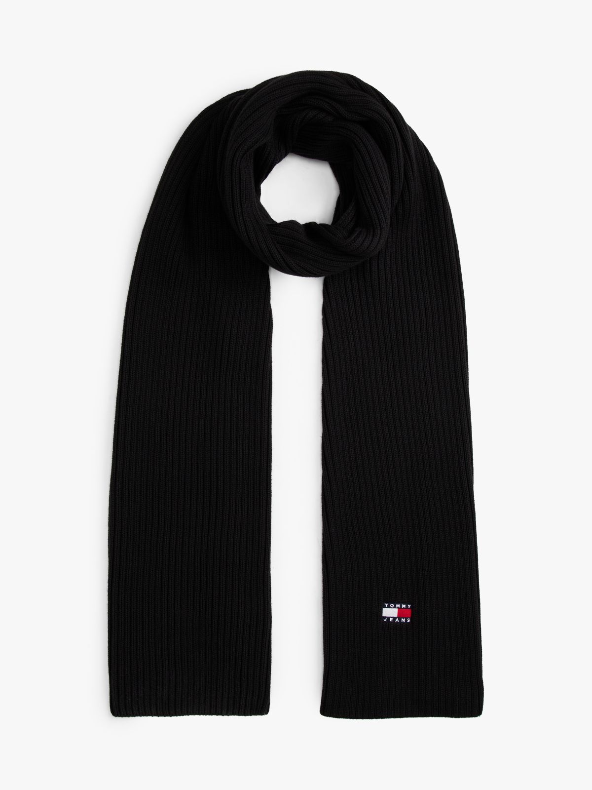 Heritage Logo Rib-Knit Scarf — Black