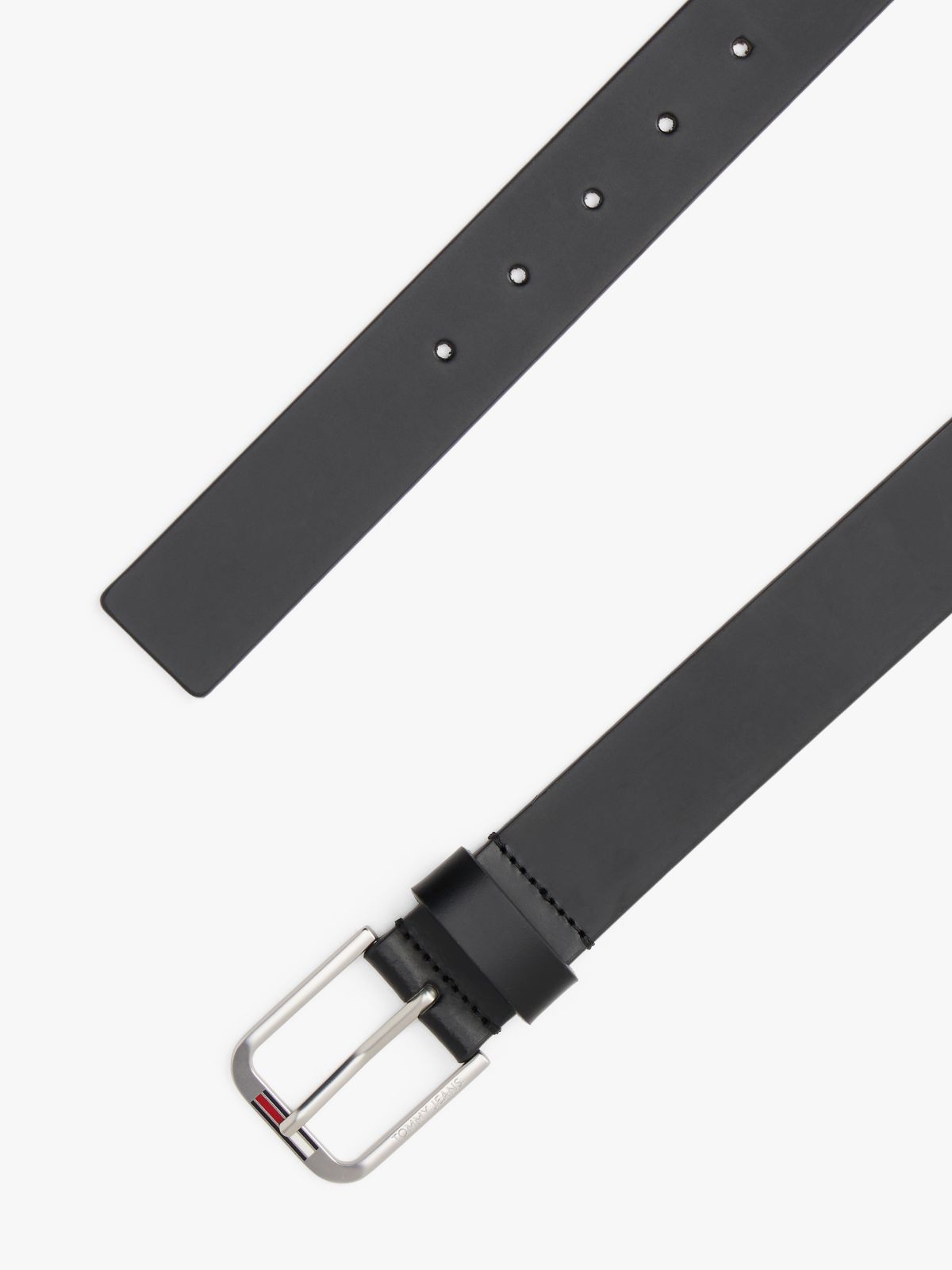 Austin Signature Square Buckle Leather Belt — Black