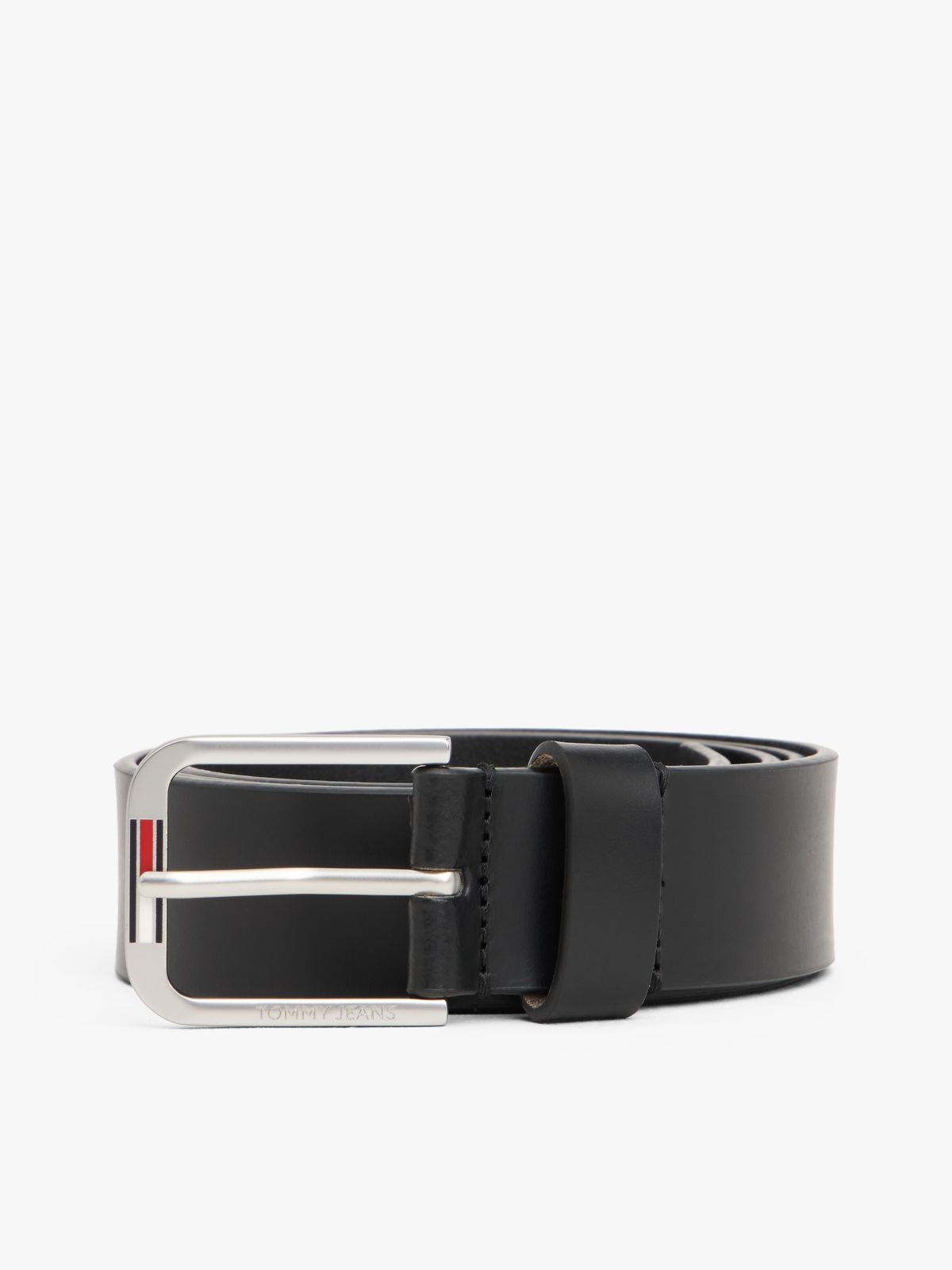 Austin Signature Square Buckle Leather Belt — Black