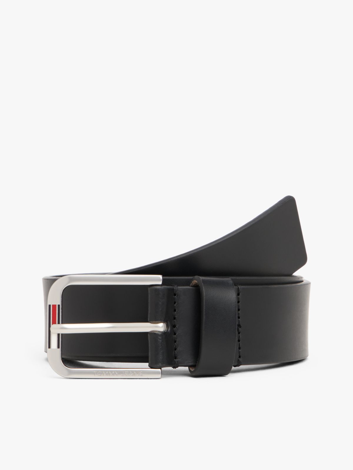 Austin Signature Square Buckle Leather Belt — Black