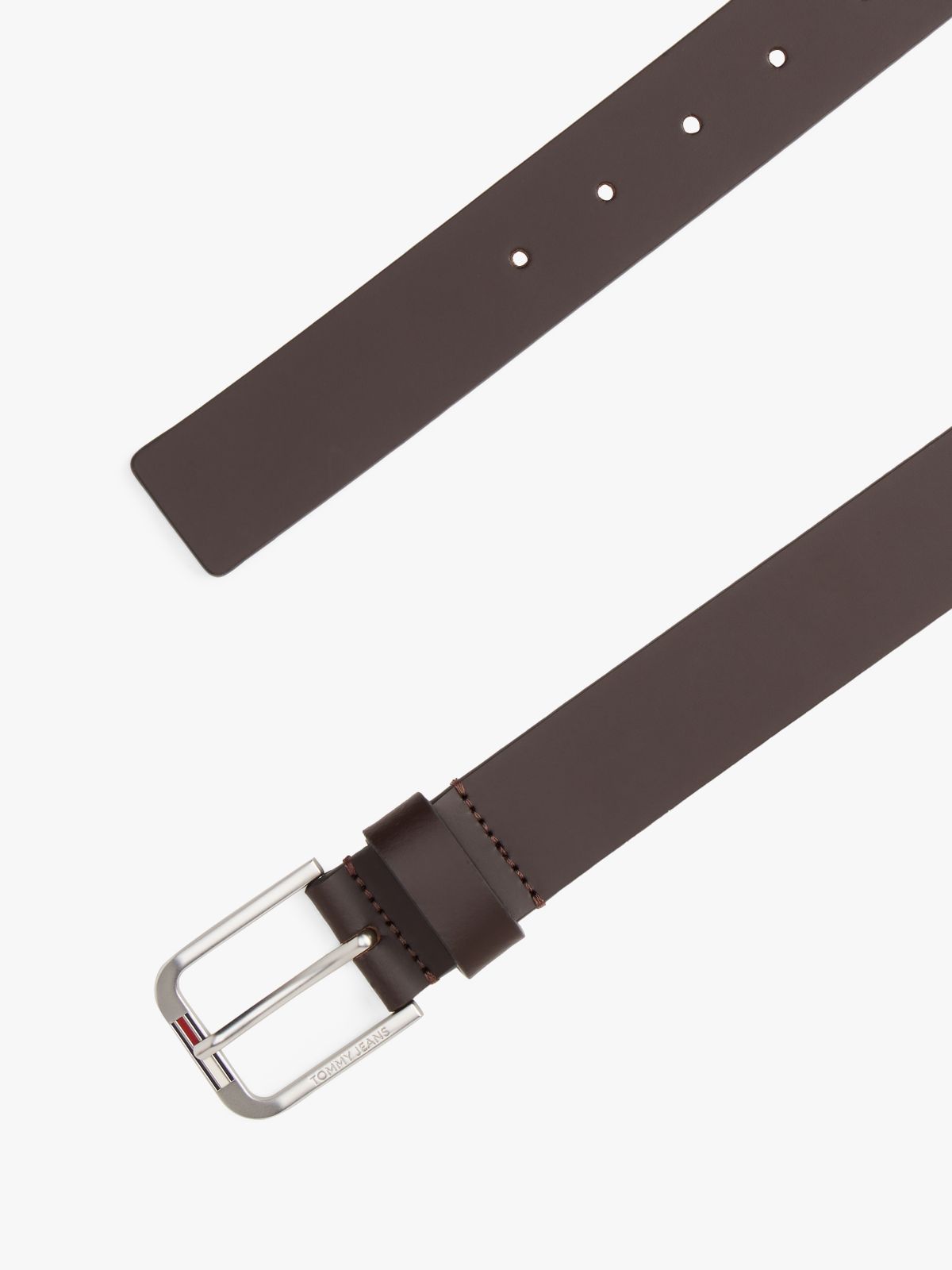 Austin Signature Square Buckle Leather Belt — Brown
