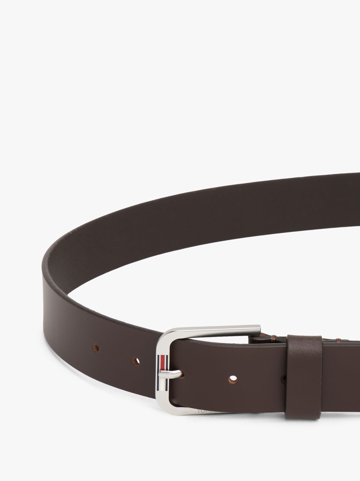 Austin Signature Square Buckle Leather Belt — Brown