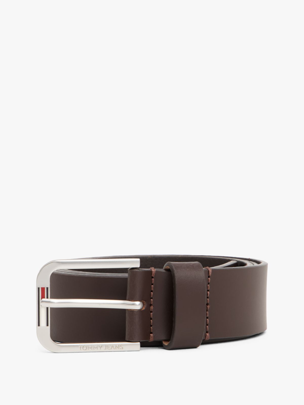 Austin Signature Square Buckle Leather Belt — Brown