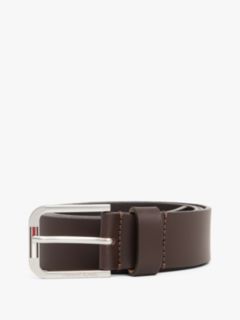 Austin Signature Square Buckle Leather Belt — Brown 4