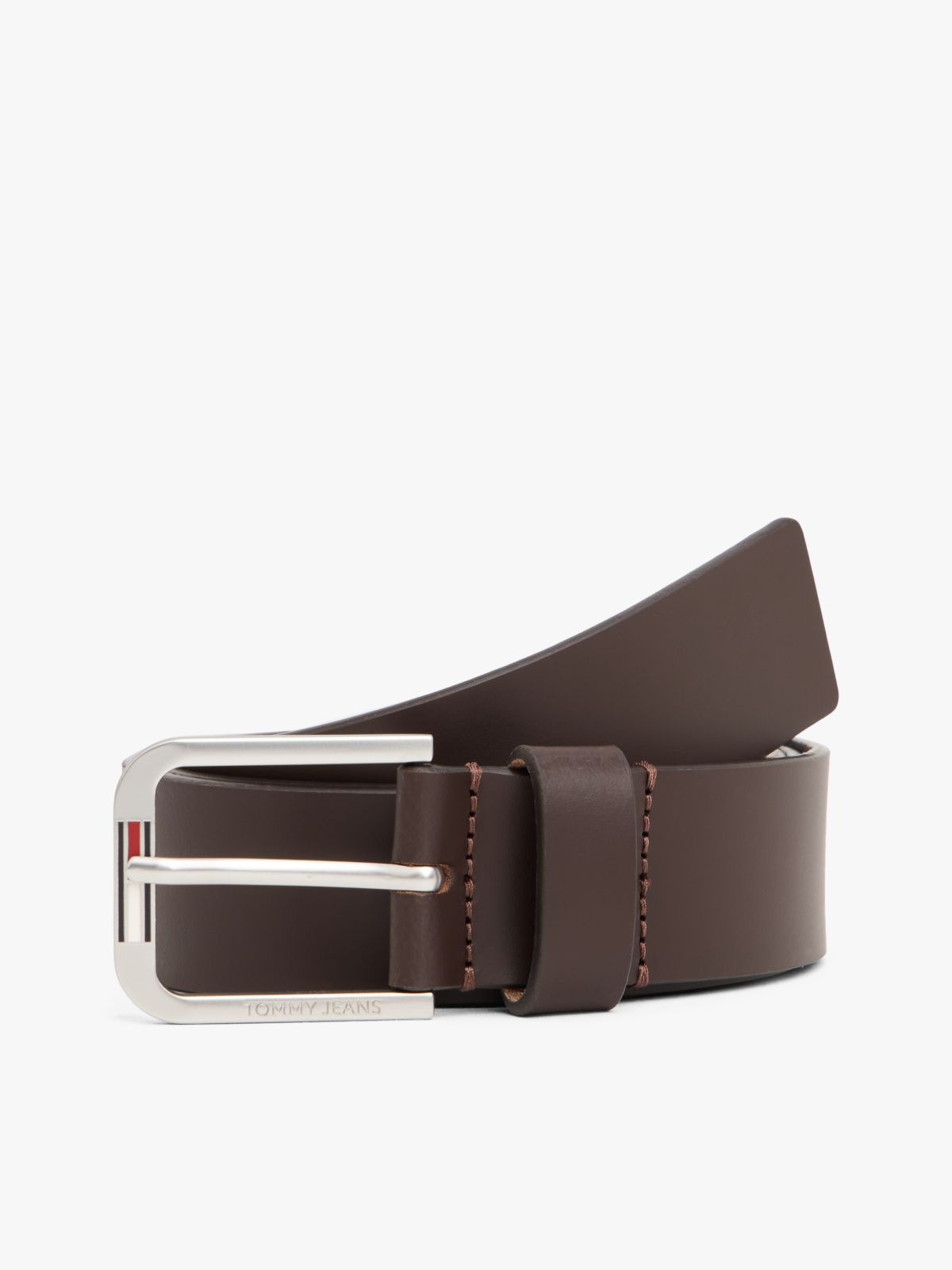 Austin Signature Square Buckle Leather Belt — Brown