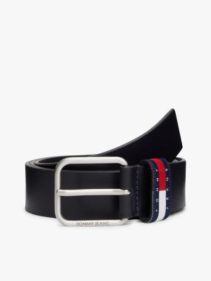 blue ryan logo keeper leather belt for men tommy jeans